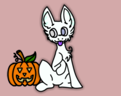 Size: 800x637 | Tagged: source needed, useless source url, safe, artist:dookin, oc, oc only, oc:nugget, chest fluff, cute, fanart, food, halloween, holiday, jack-o-lantern, pumpkin, solo, tongue out