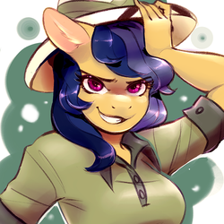 Size: 833x833 | Tagged: safe, artist:lizombie, daring do, anthro, g4, breasts, female, smiling, solo