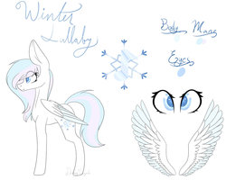 Size: 1024x819 | Tagged: safe, artist:daringpineaple, artist:daringpineapple, oc, oc only, oc:winter lullaby, pegasus, pony, reference sheet