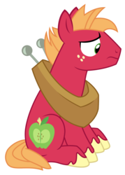 Size: 1500x2091 | Tagged: safe, artist:sketchmcreations, big macintosh, earth pony, pony, g4, where the apple lies, :s, male, simple background, sitting, solo, stallion, teenage big macintosh, transparent background, vector, wavy mouth, worried