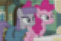 Size: 399x269 | Tagged: safe, artist:theanimefanz, maud pie, pinkie pie, earth pony, pony, g4, gif, lego, mosaic, non-animated gif