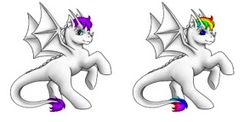 Size: 294x143 | Tagged: safe, rainbow dash, rarity, dracony, hybrid, g4, fusion