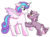 Size: 1182x870 | Tagged: safe, artist:jolliapplegirl, princess flurry heart, shining armor, oc, oc:sirius veil, alicorn, pony, unicorn, g4, cousins, foal, magical lesbian spawn, offspring, older, older flurry heart, parent:princess celestia, parent:twilight sparkle, parents:twilestia, story included