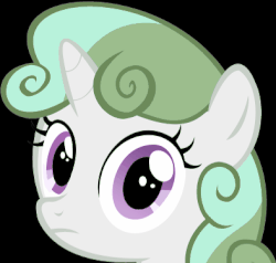 Size: 394x375 | Tagged: safe, color edit, edit, sweetie belle, g4, animated, female, frown, gif, looking at you, solo, stare, sweetie belle's stare