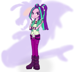 Size: 1507x1428 | Tagged: safe, artist:mildockart, aria blaze, siren, equestria girls, g4, amulet, clothes, crossed arms, cute, female, high heel boots, jewelry, looking at you, necklace, pants, smiling, solo