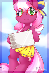 Size: 1280x1920 | Tagged: safe, artist:dshou, cheerilee, earth pony, pony, g4, the cart before the ponies, bipedal, book, both cutie marks, cheeribetes, cheerileeder, cheerleader, clothes, cute, female, glasses, hoof hold, meganekko, pleated skirt, rhythm heaven, rhythm heaven fever, skirt, smiling, solo
