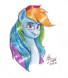 Size: 2114x2422 | Tagged: safe, artist:mannybcadavera, rainbow dash, g4, bust, female, high res, portrait, solo, traditional art