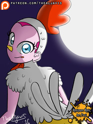 Size: 1280x1707 | Tagged: safe, artist:thealjavis, pinkie pie, art pack:nightmare night art pack, equestria girls, g4, luna eclipsed, animal costume, chicken pie, chicken suit, clothes, costume, female, nightmare night, nightmare night costume, patreon, patreon logo, solo