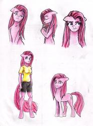 Size: 2182x2955 | Tagged: safe, artist:mannybcadavera, pinkie pie, earth pony, anthro, unguligrade anthro, g4, cupcake, food, high res, pinkamena diane pie, traditional art