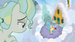 Size: 1920x1080 | Tagged: safe, screencap, steer straight, twirly whirly, vapor trail, pegasus, pony, g4, top bolt, family, filly, flying, helicopter parents