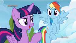 Size: 1920x1080 | Tagged: safe, screencap, rainbow dash, twilight sparkle, alicorn, pony, g4, top bolt, twilight sparkle (alicorn)