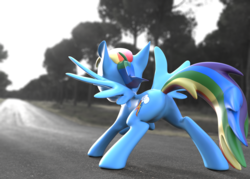 Size: 2560x1828 | Tagged: safe, artist:neohary, rainbow dash, g4, 3d, back, butt, featureless crotch, female, plot, render, solo, standing, wings