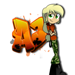 Size: 3500x3500 | Tagged: safe, artist:fj-c, applejack, equestria girls, g4, female, graffiti, high res, solo