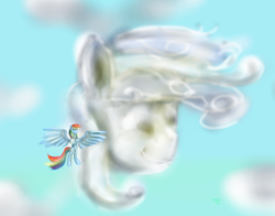 Size: 7680x6018 | Tagged: safe, artist:hippik, rainbow dash, pony, g4, absurd resolution, cloud, female, solo