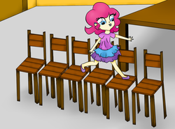 Size: 868x642 | Tagged: safe, artist:turquoise01, pinkie pie, human, g4, chair, child, female, humanized, smiling, solo, younger