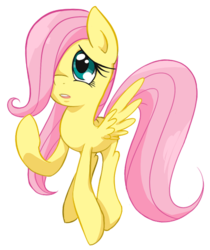 Size: 473x564 | Tagged: safe, artist:bloodorangepancakes, fluttershy, g4, female, filly, filly fluttershy, looking up, open mouth, raised hoof, simple background, solo, spread wings, transparent background