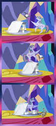 Size: 1600x3575 | Tagged: safe, artist:malte279, trixie, twilight sparkle, alicorn, pony, g4, cutlery, origami, twilight sparkle (alicorn), twilight's castle