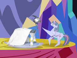 Size: 3648x2736 | Tagged: safe, artist:malte279, trixie, twilight sparkle, alicorn, pony, g4, no second prances, cutlery, defictionalization, forxie, high res, origami, twilight sparkle (alicorn), twilight's castle