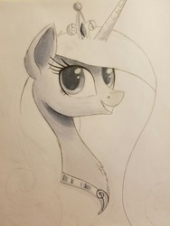 Size: 960x1280 | Tagged: safe, artist:ncmares, princess cadance, g4, female, grayscale, monochrome, solo, traditional art