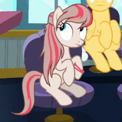 Size: 347x347 | Tagged: safe, screencap, angel wings, mountain haze, pegasus, pony, g4, top bolt, animated, animation error, cute, diawinges, female, folded wings, gif, mare, missing accessory, sitting, solo focus, wristband