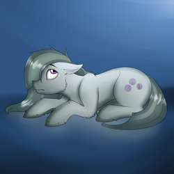 Size: 2000x2000 | Tagged: safe, artist:darkvulpes, artist:mrgdog, artist:sparklyon3, marble pie, earth pony, pony, rcf community, g4, blue background, collaboration, female, gradient background, high res, mare, shy, simple background, solo