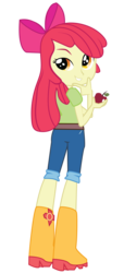 Size: 1433x3156 | Tagged: safe, artist:jongoji245, apple bloom, equestria girls, g4, apple, ass, boots, butt, clothes, female, fruit, rear view, shoes, shorts, simple background, solo, transparent background, vector