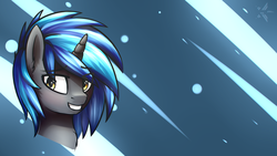 Size: 1920x1080 | Tagged: safe, artist:justafallingstar, oc, oc only, oc:homage, pony, unicorn, fallout equestria, abstract background, female, mare, smiling, solo