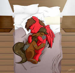 Size: 1890x1855 | Tagged: safe, artist:nolycs, oc, oc only, bed, male, sleeping, straight, sunlight