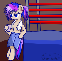 Size: 1505x1465 | Tagged: safe, artist:oreomonsterr, oc, oc only, oc:knock out, boxing ring, solo, towel