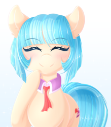Size: 1280x1458 | Tagged: safe, artist:fluffymaiden, coco pommel, g4, c:, cocobetes, cute, eyes closed, female, simple background, smiling, solo, white background