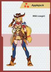 Size: 848x1200 | Tagged: safe, artist:nekoka shuuri-ya, applejack, human, g4, cowboy hat, female, hat, humanized, lasso, solo