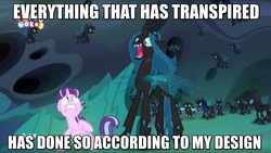 Size: 1657x934 | Tagged: safe, edit, edited screencap, screencap, queen chrysalis, starlight glimmer, thorax, changeling, changeling queen, g4, to where and back again, armor, baneposting in the comments, caption, changeling armor, changeling guard, emperor palpatine, female, image macro, meme, star wars, star wars: return of the jedi