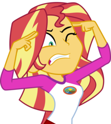 Size: 3000x3367 | Tagged: safe, artist:uponia, sunset shimmer, equestria girls, g4, my little pony equestria girls: legend of everfree, .svg available, clothes, colored, female, flat colors, high res, one eye closed, pstandard psychic pstance, psychic shimmer, show accurate, simple background, solo, struggling, transparent background, trying too hard, vector