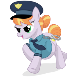 Size: 9000x9000 | Tagged: safe, artist:xniclord789x, copper top, earth pony, pony, g4, absurd resolution, belly, cuffs, cute, female, police officer, police pony, pregnant, simple background, solo, transparent background