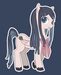 Size: 364x445 | Tagged: safe, artist:牛【仕事募集中】, pegasus, pony, bow, danganronpa, female, mare, pixiv, ponified, sayaka maizono, solo, unshorn fetlocks