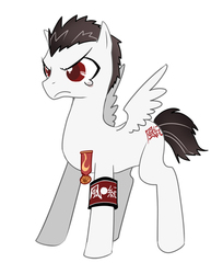 Size: 403x493 | Tagged: safe, artist:牛【仕事募集中】, pegasus, phoenix, pony, armband, crying, danganronpa, kiyotaka ishimaru, male, pixiv, ponified, simple background, solo, stallion, white background