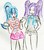 Size: 1601x1799 | Tagged: safe, artist:elgatosabio, aria blaze, sonata dusk, equestria girls, g4, bracelet, breasts, colored, colored pupils, duo, female, jewelry, simple background, traditional art, white background