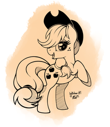 Size: 1280x1482 | Tagged: safe, artist:ratofdrawn, applejack, g4, female, heart eyes, inktober, solo, wingding eyes