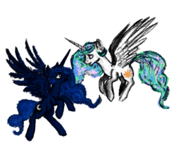 Size: 900x791 | Tagged: safe, artist:sanya-mosaica, princess celestia, princess luna, g4, digital art