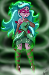 Size: 2620x4000 | Tagged: safe, artist:befishproductions, gaea everfree, gloriosa daisy, equestria girls, g4, my little pony equestria girls: legend of everfree, breasts, clothes, dress, eyes closed, female, high res, magical geodes, signature, solo
