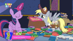 Size: 500x281 | Tagged: safe, screencap, derpy hooves, starlight glimmer, twilight sparkle, alicorn, pony, g4, to where and back again, animated, delivery, denied, female, franklin and friends, franklin the turtle, gif, magic, mailmare, nope, telekinesis, twilight sparkle (alicorn)