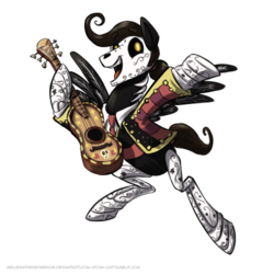 Size: 500x500 | Tagged: safe, artist:atomi-cat, skeleton pony, bone, guitar, manolo sánchez, ponified, skeleton, solo, the book of life