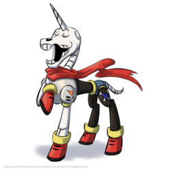 Size: 500x500 | Tagged: safe, artist:atomi-cat, skeleton pony, bone, briefs, clothes, papyrus (undertale), ponified, scarf, skeleton, solo, undertale, underwear