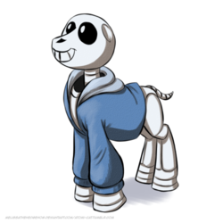 Size: 500x500 | Tagged: safe, artist:atomi-cat, skeleton pony, bone, ponified, sans (undertale), skeleton, solo, undertale