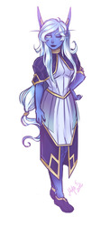 Size: 935x1920 | Tagged: safe, artist:mscootaloo, trixie, elf, g4, clothes, dress, ear piercing, female, lidded eyes, looking at you, nightborne, one eye closed, piercing, simple background, smiling, solo, warcraft, white background, wink, world of warcraft