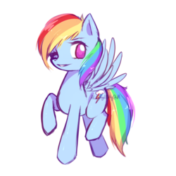 Size: 1024x1024 | Tagged: safe, artist:alilangelkitty, rainbow dash, g4, cute, dashabetes, female, looking at you, no pupils, one eye closed, raised hoof, simple background, smiling, solo, spread wings, transparent background, watermark, wink