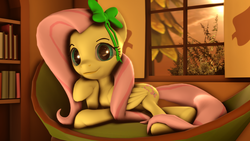 Size: 3840x2160 | Tagged: safe, artist:xppp1n, fluttershy, g4, 3d, cute, high res, looking at you, ribbon, shyabetes, solo, source filmmaker