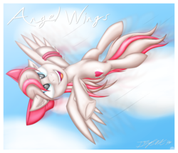 Size: 5200x4490 | Tagged: source needed, useless source url, safe, artist:iflysna94, angel wings, g4, top bolt, absurd resolution, bow, female, flying, hair bow, make a wish, make a wish foundation, open mouth, solo