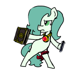 Size: 640x600 | Tagged: safe, artist:ficficponyfic, artist:methidman, color edit, edit, oc, oc only, oc:emerald jewel, colt quest, amulet, angry, bandana, bipedal, child, color, colored, colt, femboy, fight, foal, glare, hair over one eye, male, pose, potion, solo, spellbook, standing, story included, vial