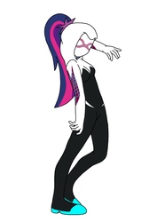 Size: 850x1200 | Tagged: safe, artist:linedraweer, sci-twi, twilight sparkle, equestria girls, g4, clothes, commission, costume, crossover, female, halloween, marvel, marvel comics, solo, spider-gwen
